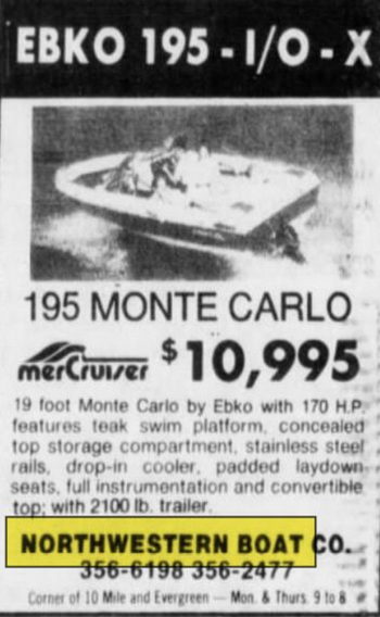 Northwestern Boat Co. - Jul 1986 Ad